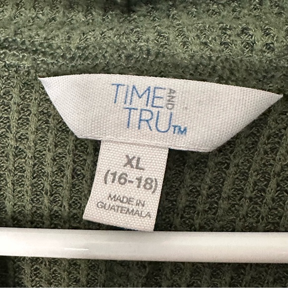 Time and Tru Cowl Neck Waffle Tunic - Green size XL - Picture 5 of 6